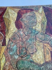 Ella Charlotte (Odorfer) Moen VINTAGE ABSTRACT CUBIST CUBISM PAINTING MODERNISM
