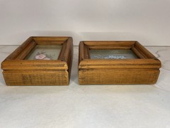 Vtg 3D Layered Glass Painting Set Of 2 Floral Handpainted Framed