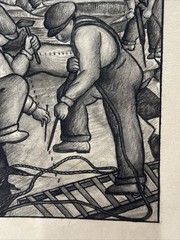 JO CAIN PAINTING INDUSTRIAL FACTORY WORKERS WPA ANTIQUE FAMOUS REGIONALISM RARE