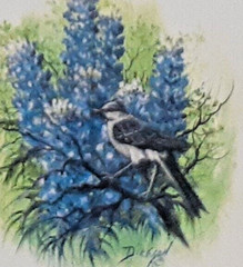 Bluebonnet Artist Bonnie Dickson Framed Print Bluebonnet & Blue Bird – 12″ x 16″