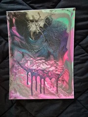 large textured pour paint acrylic on canvas multicolored melting colors