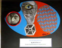 AN ESCHER SKETCH ORIGINAL ACRYLIC & MIXED MEDIUM ON WOODEN PALLET MC ESCHER