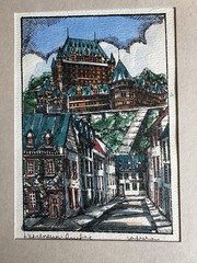 VTG Watercolor Ink Lithograph L’ascenseur Quebec Signed Jacques 8×10 Framed