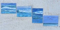ACEO original acrylic painting San Diego Seascape Cardiff #3 by Gale 2.5×3.5″