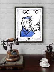 Original 11×14 Acrylic Canvas Monopoly Go To Jail Signed Painting