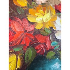 Rispoli Original Oil Painting Floral Still Life Gold Framed Impasto 17×15 Framed