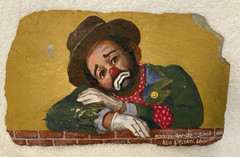 ANTON ZINSKI Oil Painting on Slate Clown Emmett Kelly Portrait New Orleans 1984