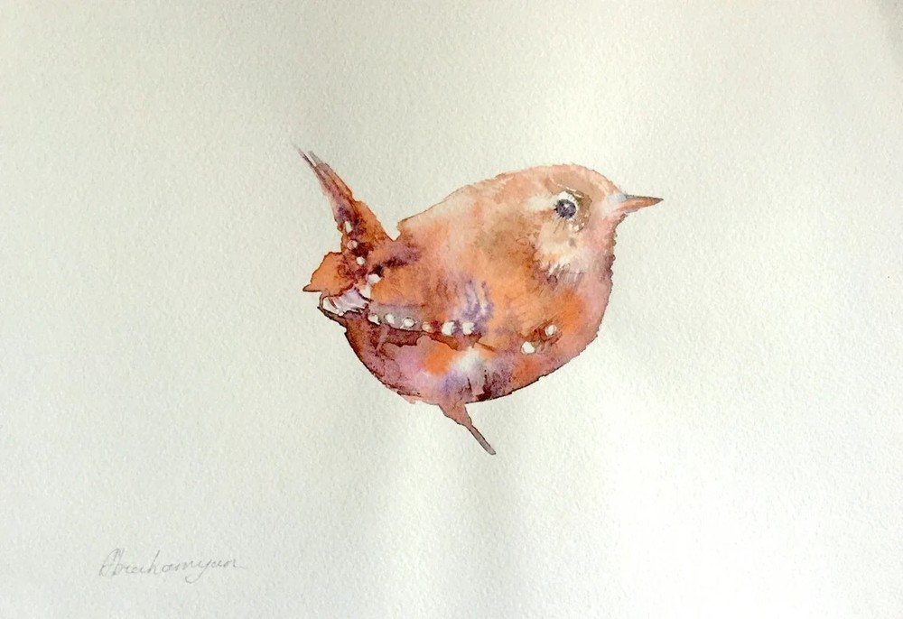 Fairy-wren, Watercolor artwork, Handmade, Original painting on paper