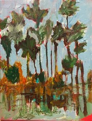 Landscape painting Сanvas wall-art signed 11×14 In Palm Trees Original Designer