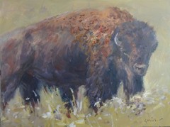 GERRY MILLER -. Unique. Artwork.“Buffel“.Oil paint on board.30x40cm-