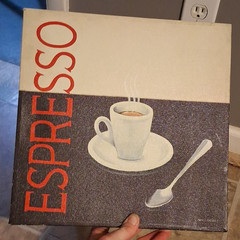 ESPRESSO Contemporary Canvas Painting – Coffee Cup & Spoon, Unframed 12 in