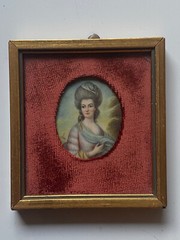 Miniature Painting – Nobility France c1900 – Monogrammed – Framed 9.5×8.5cm