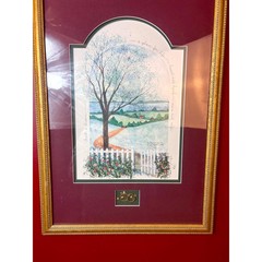 D. Morgan Hand Signed Watercolor Print~Farm Spring Folk Art Intertwined Rings