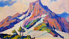 American Southwest Landscape Original Oil Painting Mountain in Ornate Gold Frame