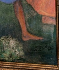 Original Pastel Painting Girl Dancing WPA Style Modernist Mexican Folk Art Latin
