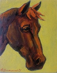 Horse Impasto Painting Original Art Impression Oil Painting 7.5 x 6 in