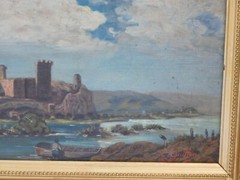 Oil Painting By GUILLIN ‚Fortress River Boat And Fisherman‘ 1886 🎨🖼