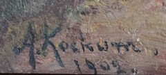 Anna Julia Kockum (1839-1921): BY THE LAKE, original oil painting, dated 1902