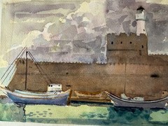 JASON SCHOENER (1919-1997) Orig Signed Watercolor Listed Artist 7″ x 10 1/4″