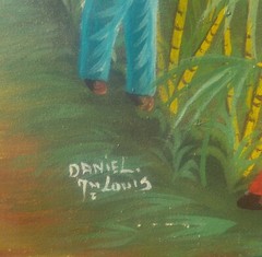 Naive Painting, Caribbean, Haiti, Haitian Art. Signed.