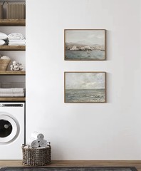 Vintage Ocean Port Framed Wall Art – Nautical Sailing Canvas Print Decor 12×16