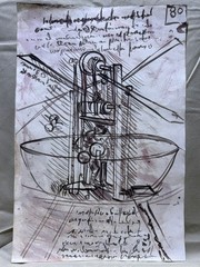 LEONARDO DA VINCI drawing and painting on old paper signed stamped vintage