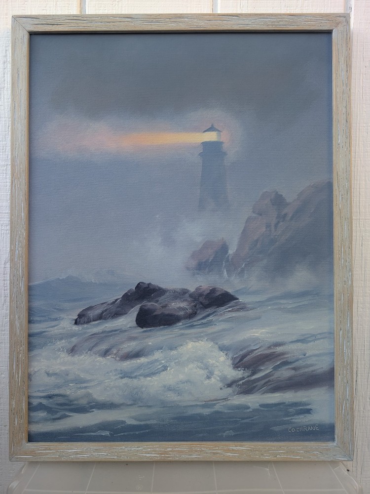 Charles Cochrane Original Oil Lighthouse Seascape Signed Framed