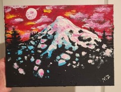„Cupcake Mountain“ By Marina Ramos Original 8″x 11″ Acrylic Painting On Canvas