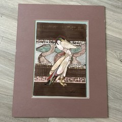 Beki Killorin Vintage Original Watercolor Abstract Pelican Painting Signed RARE