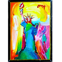 7Pcs PETER MAX Liberties Heart signed Pop Art Cads Set Acrylic Hand Painting NEW