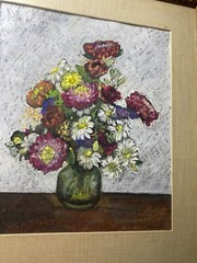 Harry Rorer Niblock (20th c) „Flowers“ Pastel/Crayon Painting – Signed/Signed