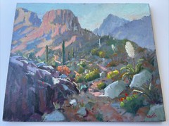 Silvio Silvestri PAINTING LANDSCAPE LISTED AMERICAN ARTIST Desert Arizona 24”