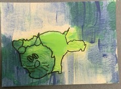 Thingiez ACEO original art card 1 of a kind 2.5 „x 3.5“ Falling feline! art