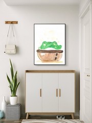 Frog Pastel Spa Funny Cute Bathroom Wall Art Original 11 by 14 Canvas Panel