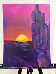 Arizona Desert Sunset 12×16 Canvas Home Living Room Original Landscape Wall Art