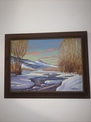Mel Fillerup Wyoming artist Oil Painting on Cardboard vintage