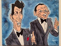 Seasoned Art Frank Sinatra Dean Martin hand painted portrait caricature colorful