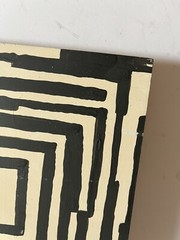 Acrylic Painting Black & Cream Maze Original Bower ‘24 New 8” Square Wood Board