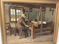 Frederick Porter Vinton Oil/Canvas Woman Weaving Late 1800’s