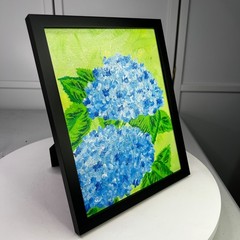 Hydrangea Blues 8×10 Framed Original Acrylic Floral Theme Wall Art Home Decor