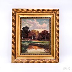 Oil painting landscape painting oil on canvas signed O. Hamel, stretcher frame