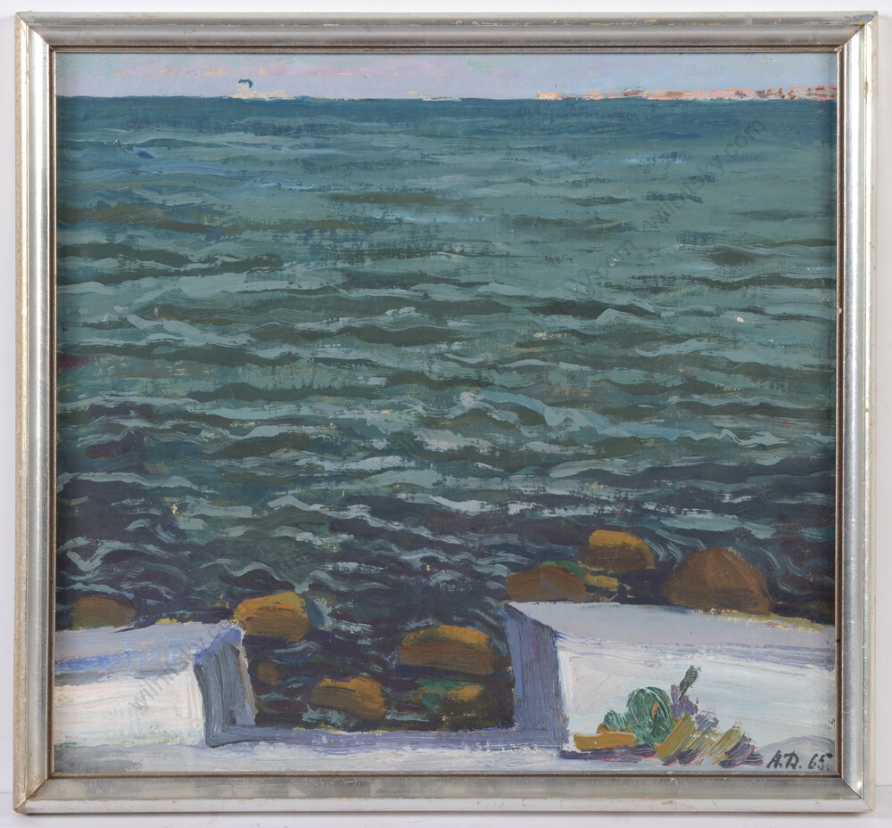 Anatoli Dovzhenko (1932-1991) „View of a Bay“, Oil Painting, 1965