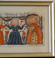 Early 19th-Century Swedish Figural Bonad Folk Art Painting Rare Hand Painted