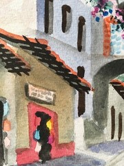 SPANISH ARCHITECTURE, Original Watercolor by: Raniul. Framed/Signed/ Excellent