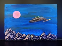 Mini Sci-fi Spacescape Painting By Artist Ryan Klopfenstein Blacklight Reactive