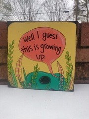 Blink 182 Band Lyric Painting on 10 x 10″ wood panel, Dammit Lyric Song Sign