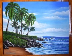 Hawaii Island Oil Painting Original Maui Coast Artist Signed Sold One of a Kind