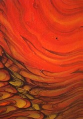 MOLTEN GOLD Acrylic Abstract Flow Painting ACEO ATC 2.5 x 3.5 inches