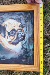 Signed Catrina Fawn Pug Dog Pet Painting Portrait 10″x12″ Framed