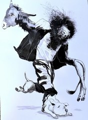 Ink On Cardboard Alain Donate 16”x 23”cuban Original Artist SURREAL ART signed